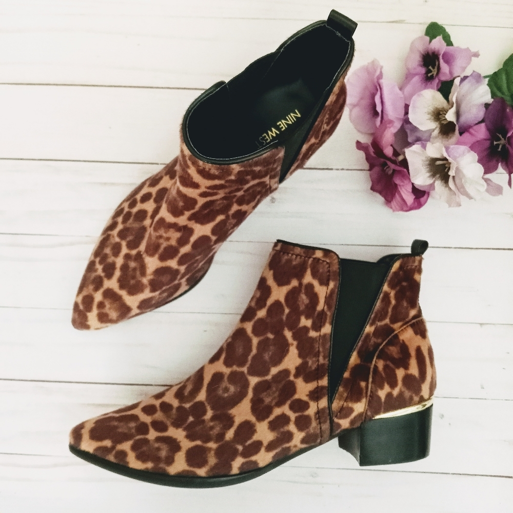 Nine West Brown Faux Calf Hair Chelsea Bootie
